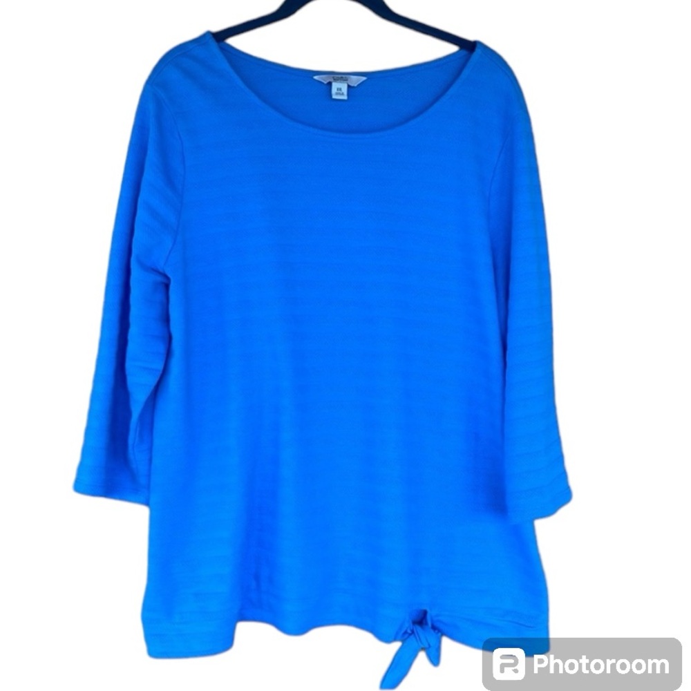 Croft & Barrow plus size XXL textured top with tie bottom. Gently used condition - Picture 4 of 10